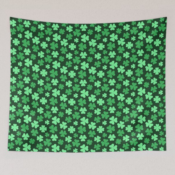 Item preview, St. Patrick's Day Deep Dark Green Clover Print Pattern designed and sold by PinHookPrincess.