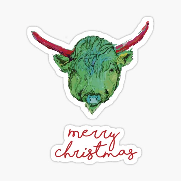 Christmas Series - Highland Cow Sticker