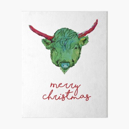 Christmas Series - Highland Cow Art Board Print