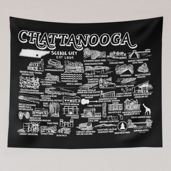 Item preview, Chattanooga Map Art designed and sold by fiberandgloss.