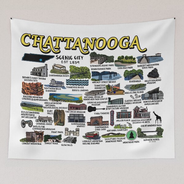 Item preview, Chattanooga Map Art designed and sold by fiberandgloss.