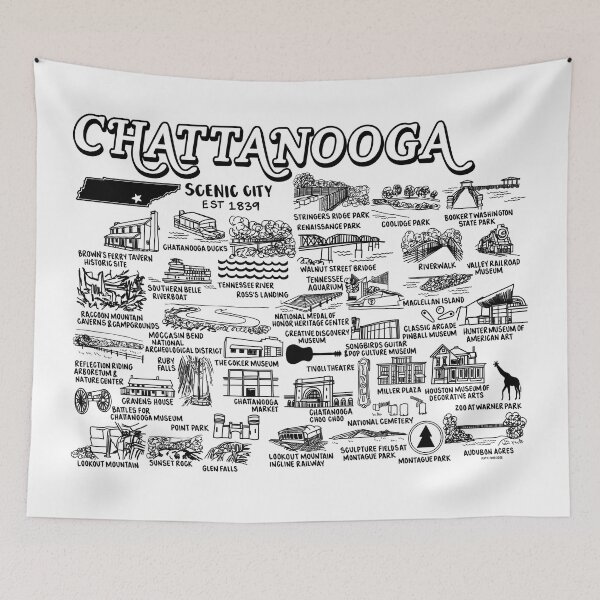 Item preview, Chattanooga Map Art designed and sold by fiberandgloss.