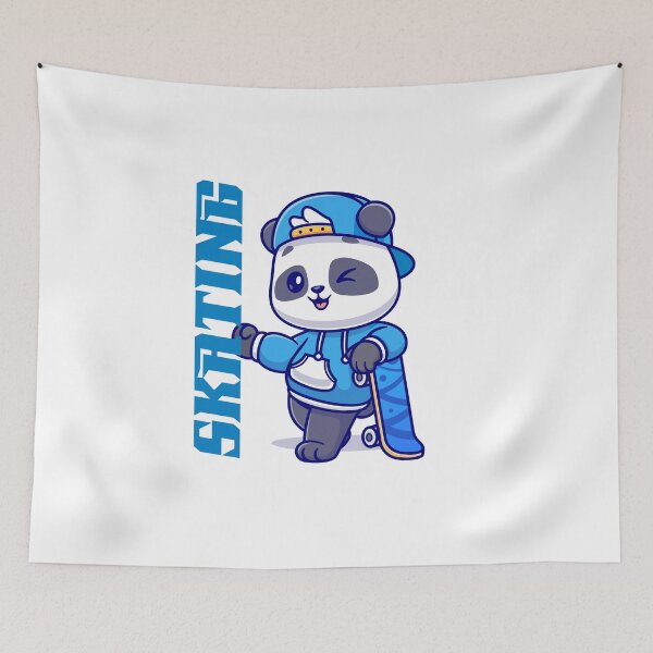 Item preview, cute blue skate panda  designed and sold by designsmaster99.