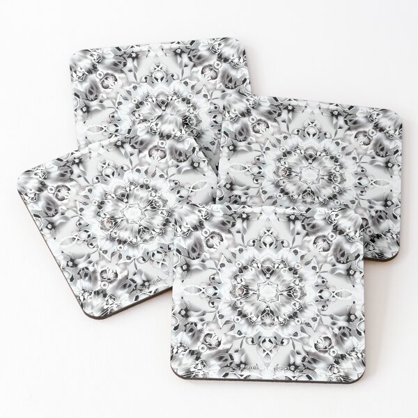 Item preview, Symmetrical White Bejeweled California Chic Pattern Digital Painting designed and sold by CodeAndColors.