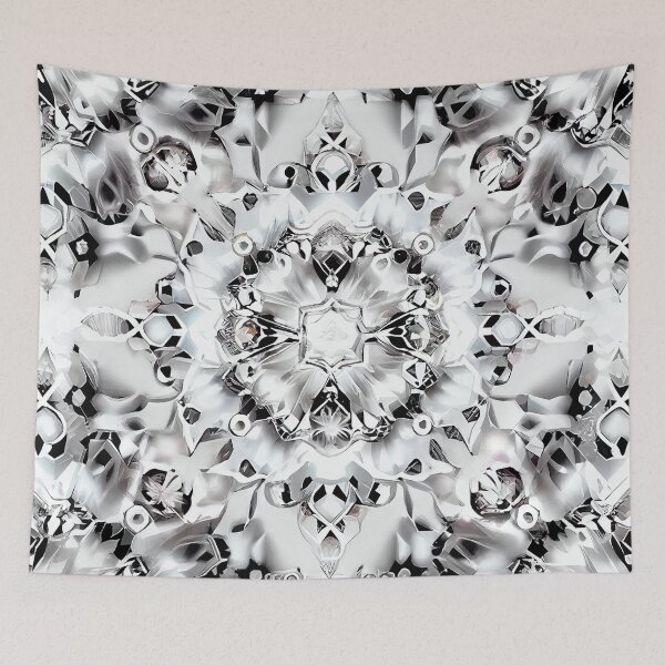 Item preview, Symmetrical White Bejeweled California Chic Pattern Digital Painting designed and sold by CodeAndColors.
