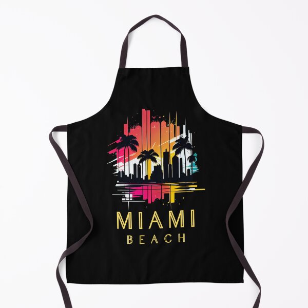 Item preview, Miami Beach, Florida - the graphic design project is a vintage, retro-inspired depiction of tropical Miami beach and palm trees, showcasing the perfect family vacation destination. designed and sold by TourDePassion.