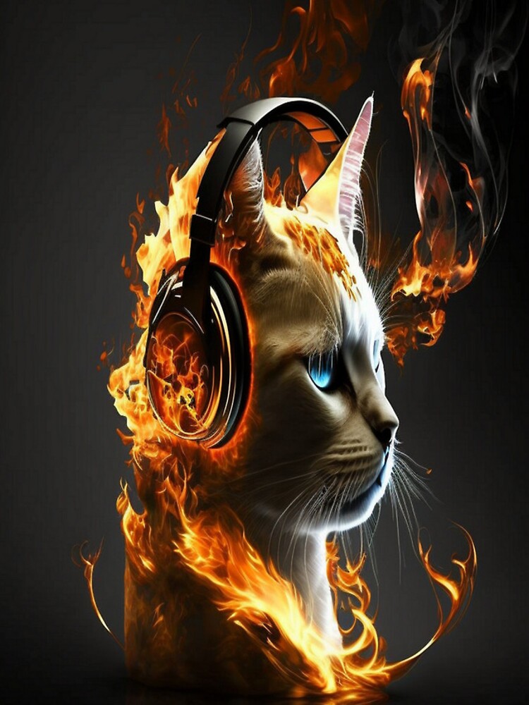 Dj Kitty with headphones Sticker for Sale by Spacefans