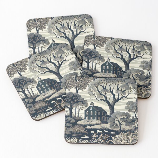Item preview, Monochromatic English Countryside Chic Pattern Digital Painting designed and sold by CodeAndColors.