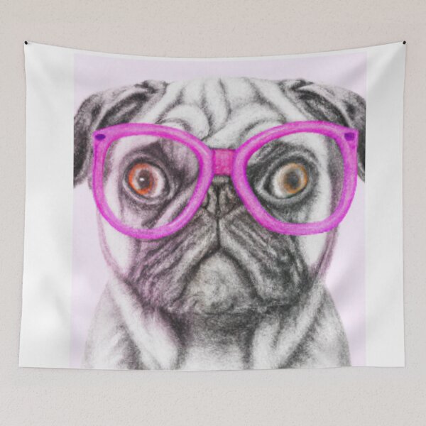 Item preview, Pug With Pink Glasses designed and sold by HatzicTshirts.