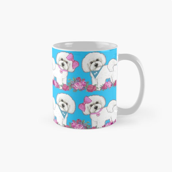 Artikelvorschau, Bichon Frise Hunde, rosa Rose Blumen süßer Hund entworfen und verkauft von MagentaRose.