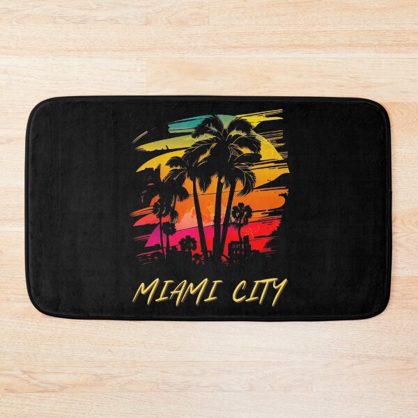 Item preview, MIAMI City, Florida - the graphic design project is a vintage, retro-inspired depiction of tropical Miami beach and palm trees, showcasing the perfect family vacation destination (2) designed and sold by TourDePassion.