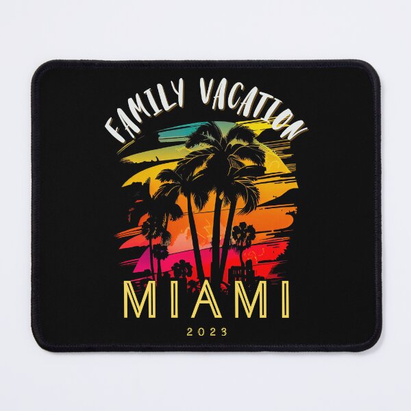 Item preview, Family Vacation Miami, Florida - the graphic design project is a vintage, retro-inspired depiction of tropical Miami beach and palm trees, showcasing the perfect family vacation destination (2) designed and sold by TourDePassion.