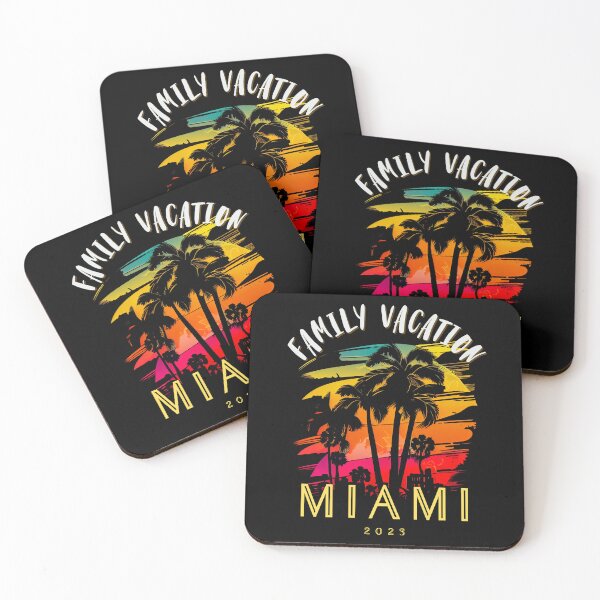 Item preview, Family Vacation Miami, Florida - the graphic design project is a vintage, retro-inspired depiction of tropical Miami beach and palm trees, showcasing the perfect family vacation destination (2) designed and sold by TourDePassion.