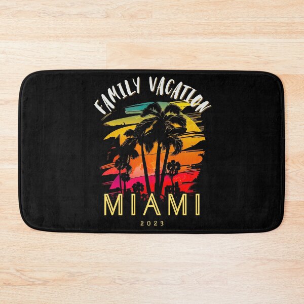 Item preview, Family Vacation Miami, Florida - the graphic design project is a vintage, retro-inspired depiction of tropical Miami beach and palm trees, showcasing the perfect family vacation destination (2) designed and sold by TourDePassion.