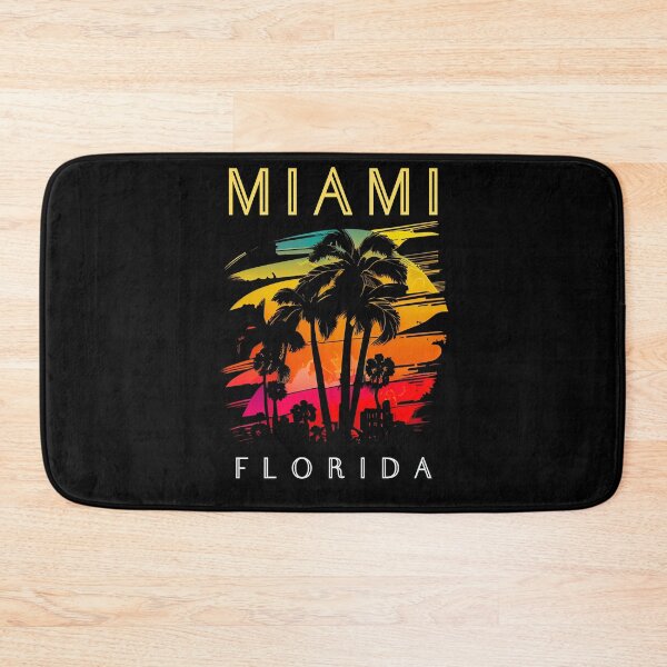 Item preview, Miami, Florida - the graphic design project is a vintage, retro-inspired depiction of tropical Miami beach and palm trees, showcasing the perfect family vacation destination (2) designed and sold by TourDePassion.