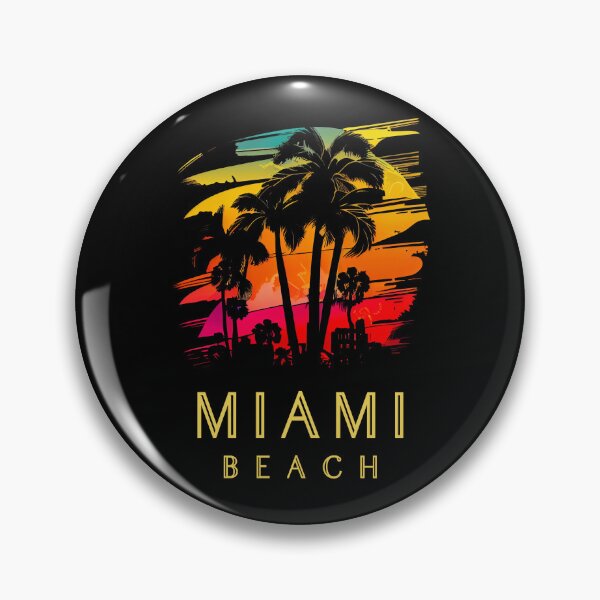 Item preview, Miami Beach, Florida - the graphic design project is a vintage, retro-inspired depiction of tropical Miami beach and palm trees, showcasing the perfect family vacation destination (3) designed and sold by TourDePassion.