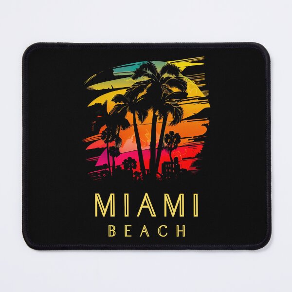 Item preview, Miami Beach, Florida - the graphic design project is a vintage, retro-inspired depiction of tropical Miami beach and palm trees, showcasing the perfect family vacation destination (3) designed and sold by TourDePassion.