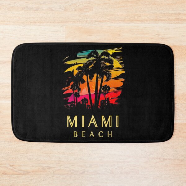 Item preview, Miami Beach, Florida - the graphic design project is a vintage, retro-inspired depiction of tropical Miami beach and palm trees, showcasing the perfect family vacation destination (3) designed and sold by TourDePassion.