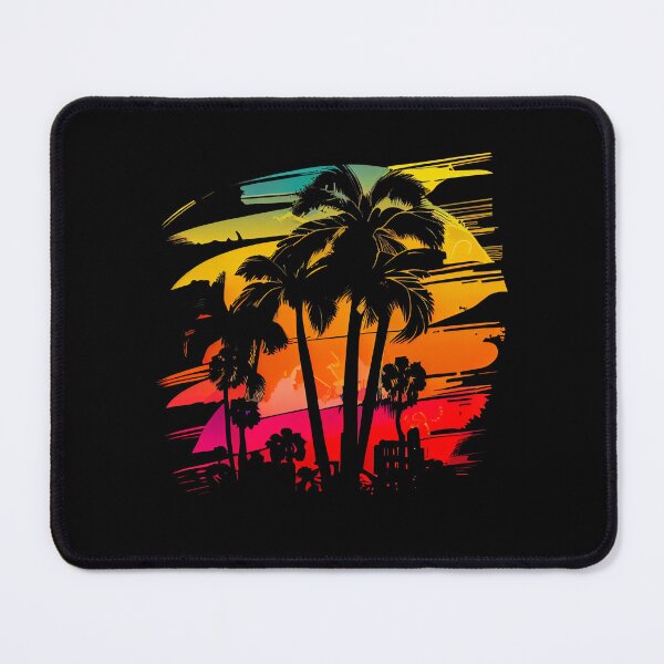 Item preview, City of Miami, Florida - the graphic design project is a vintage, retro-inspired depiction of tropical Miami beach and palm trees, showcasing the perfect family vacation destination (2) designed and sold by TourDePassion.