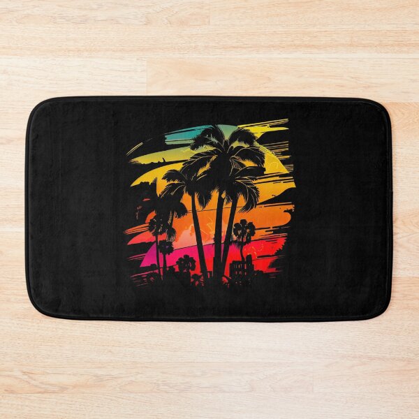 Item preview, City of Miami, Florida - the graphic design project is a vintage, retro-inspired depiction of tropical Miami beach and palm trees, showcasing the perfect family vacation destination (2) designed and sold by TourDePassion.