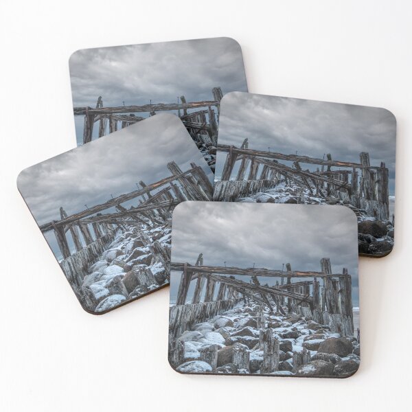 Item preview, Stormy winter clouds and an ancient bridge on the  in Šventoji, Lithuania designed and sold by AlbertMi.