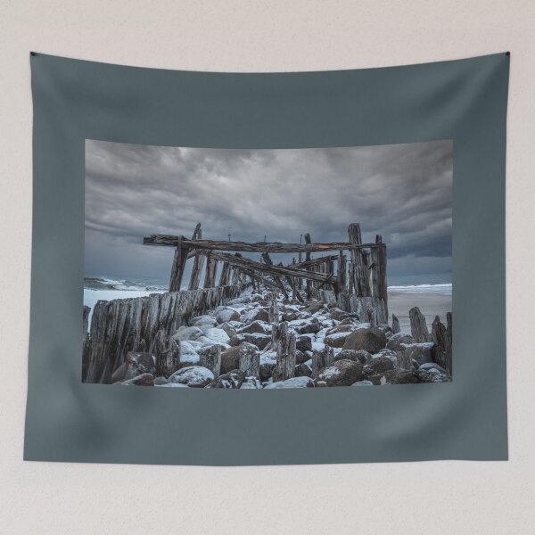 Item preview, Stormy winter clouds and an ancient bridge on the  in Šventoji, Lithuania designed and sold by AlbertMi.