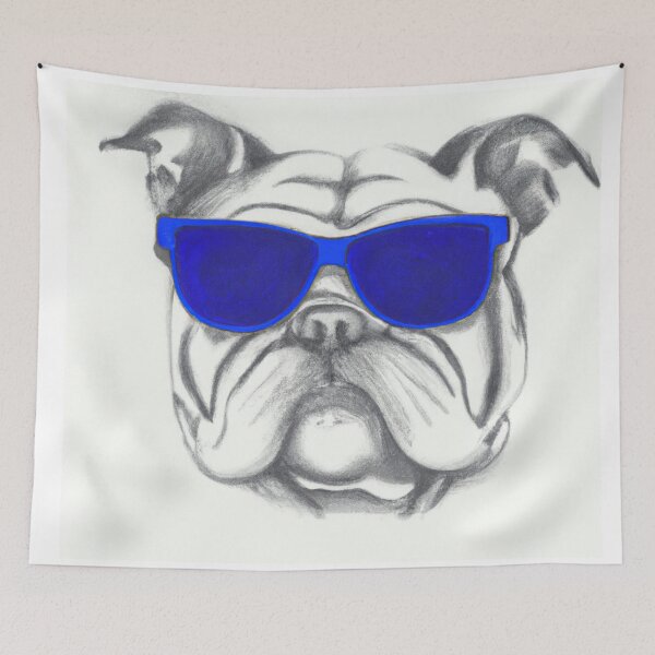Item preview, Bulldog with Glasses Pencil Art  designed and sold by HatzicTshirts.