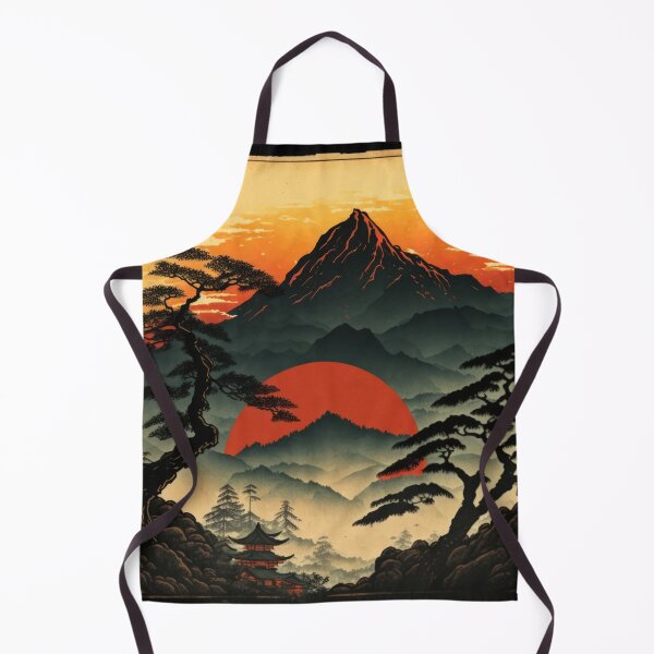 Artikelvorschau, Rot-Orange und Black Mountains Ukiyo-e entworfen und verkauft von TheAbyssStudios.