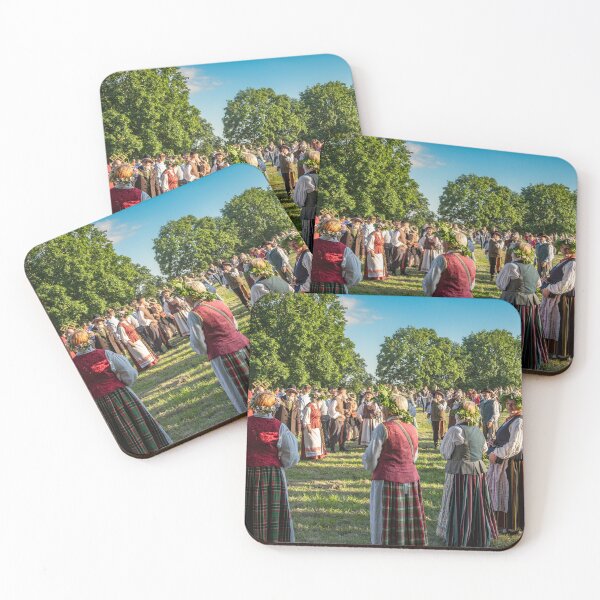Item preview, People in folk costumes and herbal wreaths celebrate Midsummer in Lithuania designed and sold by AlbertMi.