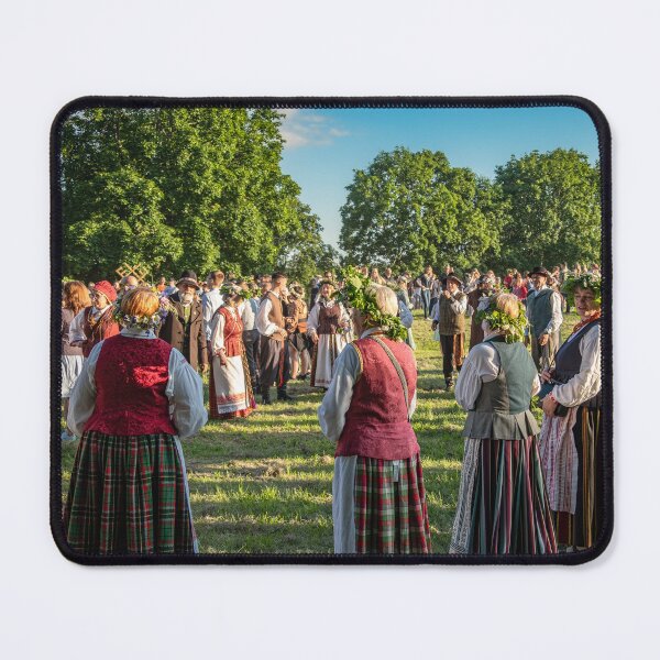 Item preview, People in folk costumes and herbal wreaths celebrate Midsummer in Lithuania designed and sold by AlbertMi.