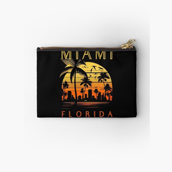 Item preview, Miami, Florida - the graphic design project is a vintage, retro-inspired depiction of tropical Miami beach and palm trees, showcasing the perfect family vacation destination (3) designed and sold by TourDePassion.