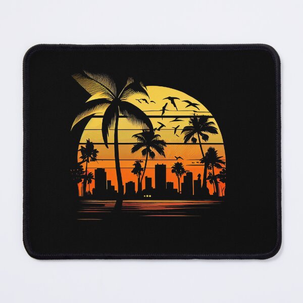 Item preview, City of Miami, Florida - the graphic design project is a vintage, retro-inspired depiction of tropical Miami beach and palm trees, showcasing the perfect family vacation destination (3) designed and sold by TourDePassion.