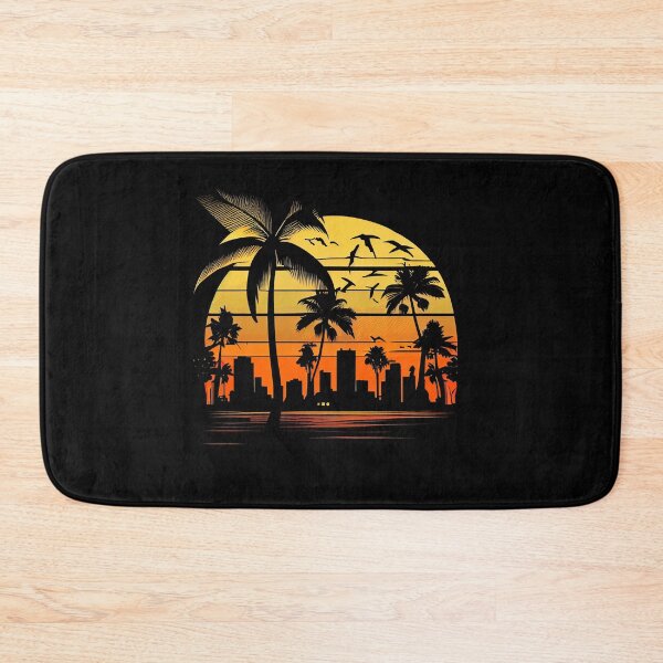 Item preview, City of Miami, Florida - the graphic design project is a vintage, retro-inspired depiction of tropical Miami beach and palm trees, showcasing the perfect family vacation destination (3) designed and sold by TourDePassion.