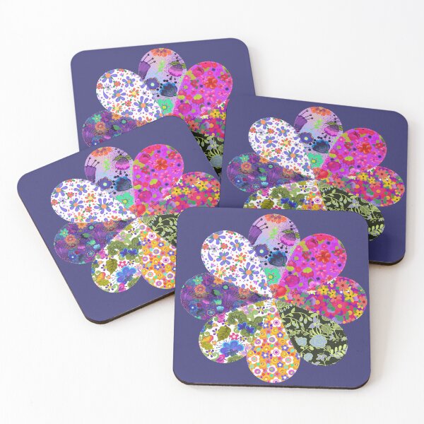 Item preview, Quilted Look Flower Pattern Boho Beautiful Floral Art by Cherie designed and sold by CheriesArt.