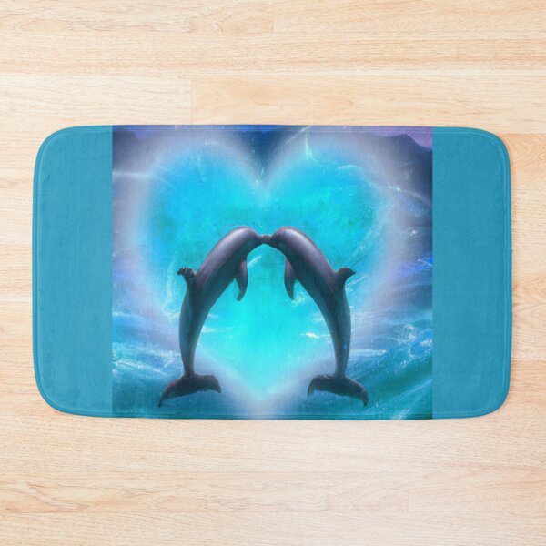 Item preview, KISSING DOLPHINS WITH GLISTENING SHADOW HEART BACKGROUND designed and sold by CheeryDK.