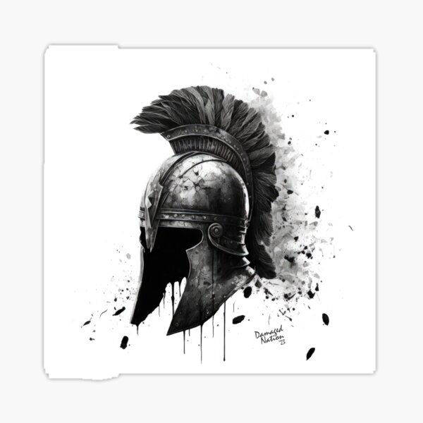 Vista previa del artículo con la obra «Casco de gladiador espartano», diseñado y vendido por DamagedNation.