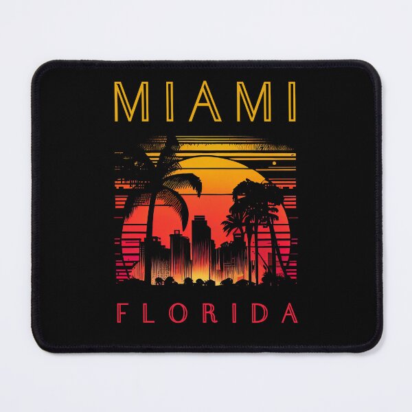 Item preview, Miami, Florida - the graphic design project is a vintage, retro-inspired depiction of tropical Miami beach and palm trees, showcasing the perfect family vacation destination (4) designed and sold by TourDePassion.