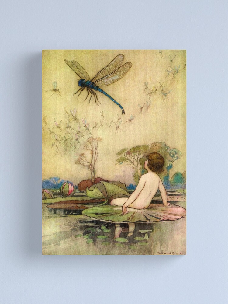 Thumbnail 2 of 3, Canvas Print, The Boy and the Dragonfly fairytale designed and sold by Glimmersmith.