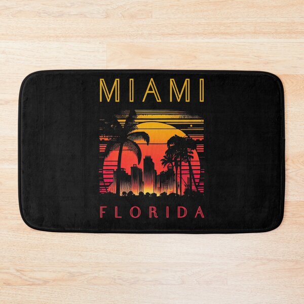 Item preview, Miami, Florida - the graphic design project is a vintage, retro-inspired depiction of tropical Miami beach and palm trees, showcasing the perfect family vacation destination (4) designed and sold by TourDePassion.