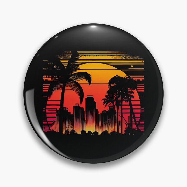 Item preview, City of Miami, Florida - the graphic design project is a vintage, retro-inspired depiction of tropical Miami beach and palm trees, showcasing the perfect family vacation destination (4) designed and sold by TourDePassion.