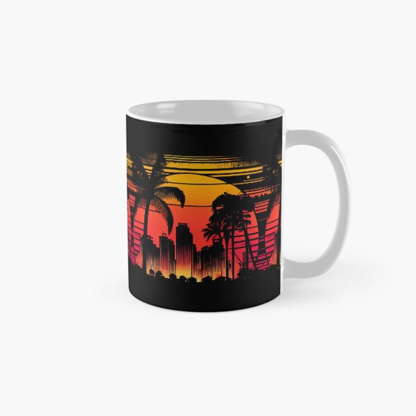 Item preview, City of Miami, Florida - the graphic design project is a vintage, retro-inspired depiction of tropical Miami beach and palm trees, showcasing the perfect family vacation destination (4) designed and sold by TourDePassion.