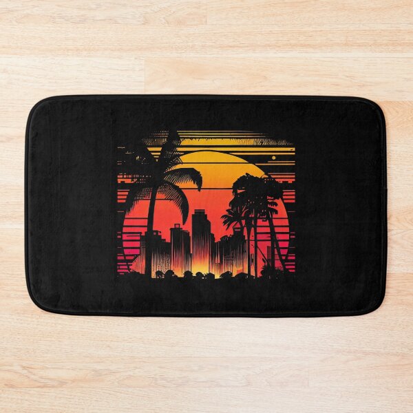 Item preview, City of Miami, Florida - the graphic design project is a vintage, retro-inspired depiction of tropical Miami beach and palm trees, showcasing the perfect family vacation destination (4) designed and sold by TourDePassion.