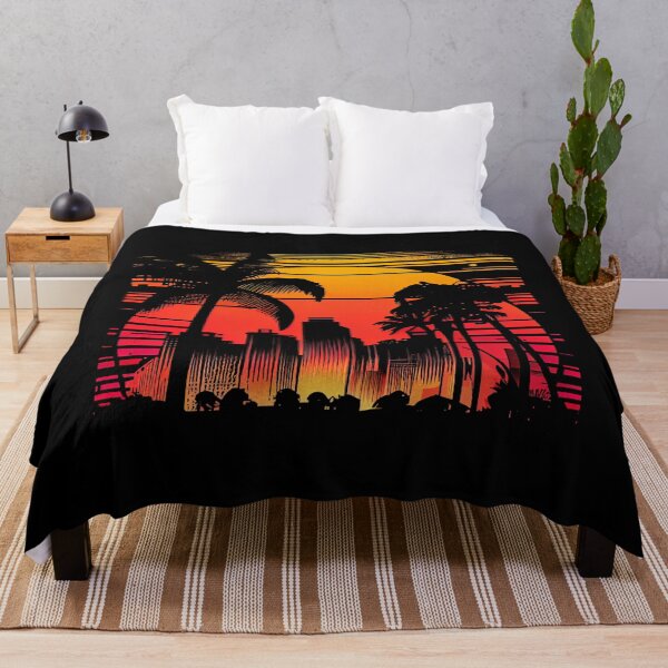 Item preview, City of Miami, Florida - the graphic design project is a vintage, retro-inspired depiction of tropical Miami beach and palm trees, showcasing the perfect family vacation destination (4) designed and sold by TourDePassion.