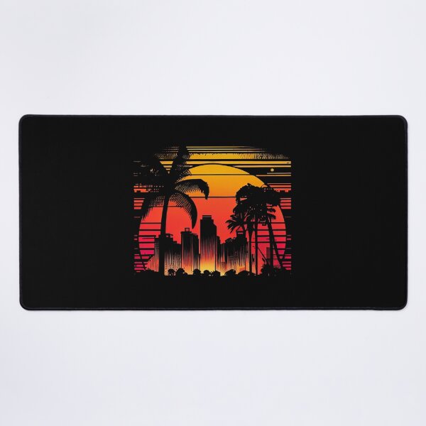 Item preview, City of Miami, Florida - the graphic design project is a vintage, retro-inspired depiction of tropical Miami beach and palm trees, showcasing the perfect family vacation destination (4) designed and sold by TourDePassion.