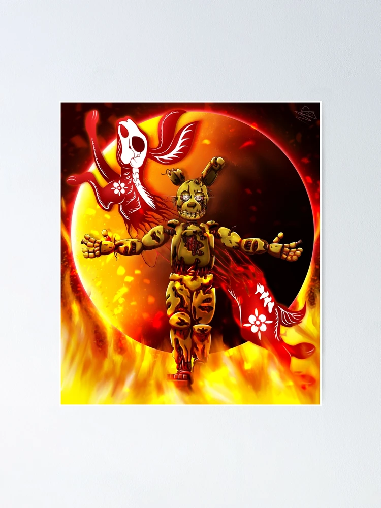 Springtrap sat in chair (white outline) Poster for Sale by DragonessAnim