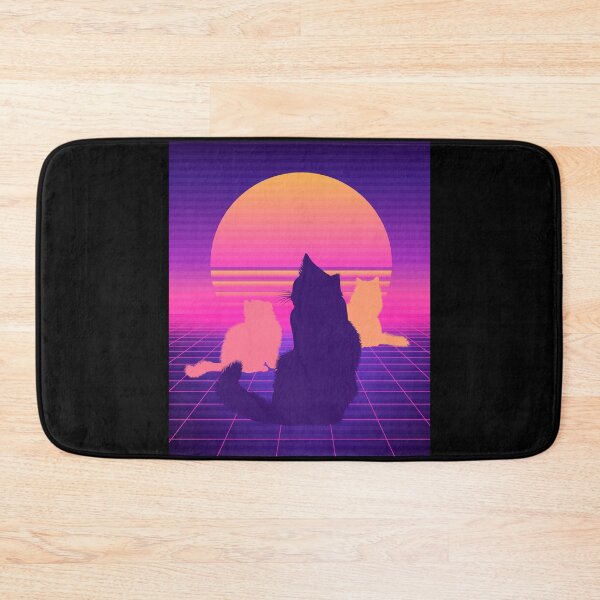 Item preview, Cat Watching Sunset Scene Synthwave Vaporwave Cats Retro Siberian Cat designed and sold by brytfanna.