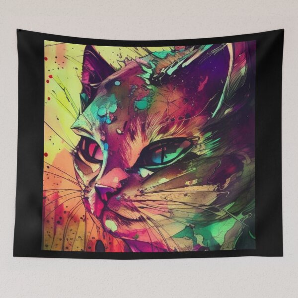 Item preview, Watercolor Cat Painting designed and sold by Verdant Rose Studio.