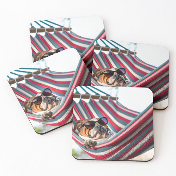 Item preview, Bulldog in hammock with sunglasses designed and sold by HatzicTshirts.