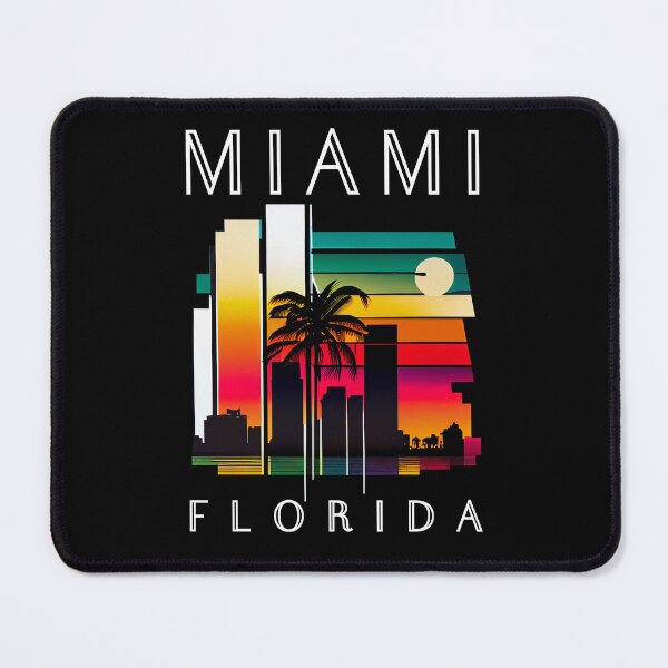 Item preview, Miami, Florida - the graphic design project is a vintage, retro-inspired depiction of tropical Miami beach and palm trees, showcasing the perfect family vacation destination (4) designed and sold by TourDePassion.