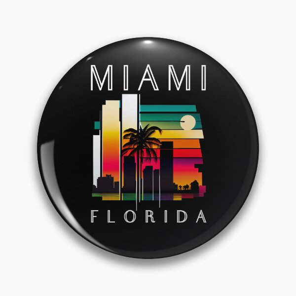 Item preview, Miami, Florida - the graphic design project is a vintage, retro-inspired depiction of tropical Miami beach and palm trees, showcasing the perfect family vacation destination (4) designed and sold by TourDePassion.